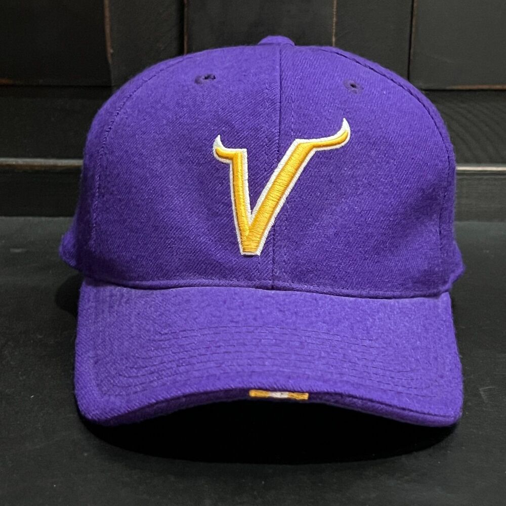 Vintage 90s Nike Team Minnesota Vikings Wool Fitted Hat Purple NFL Football 7 - Picture 1 of 10